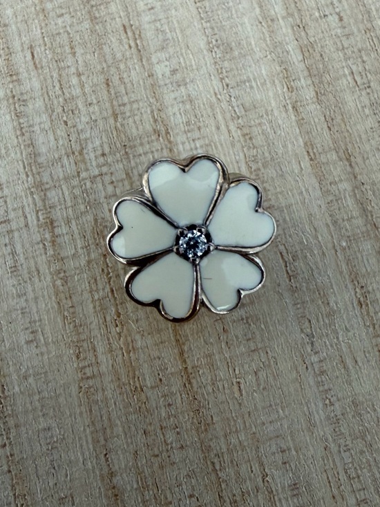 Pandora Jewelry - Pandora White Enamel Flower Clover Clip Charm Sterling Silver